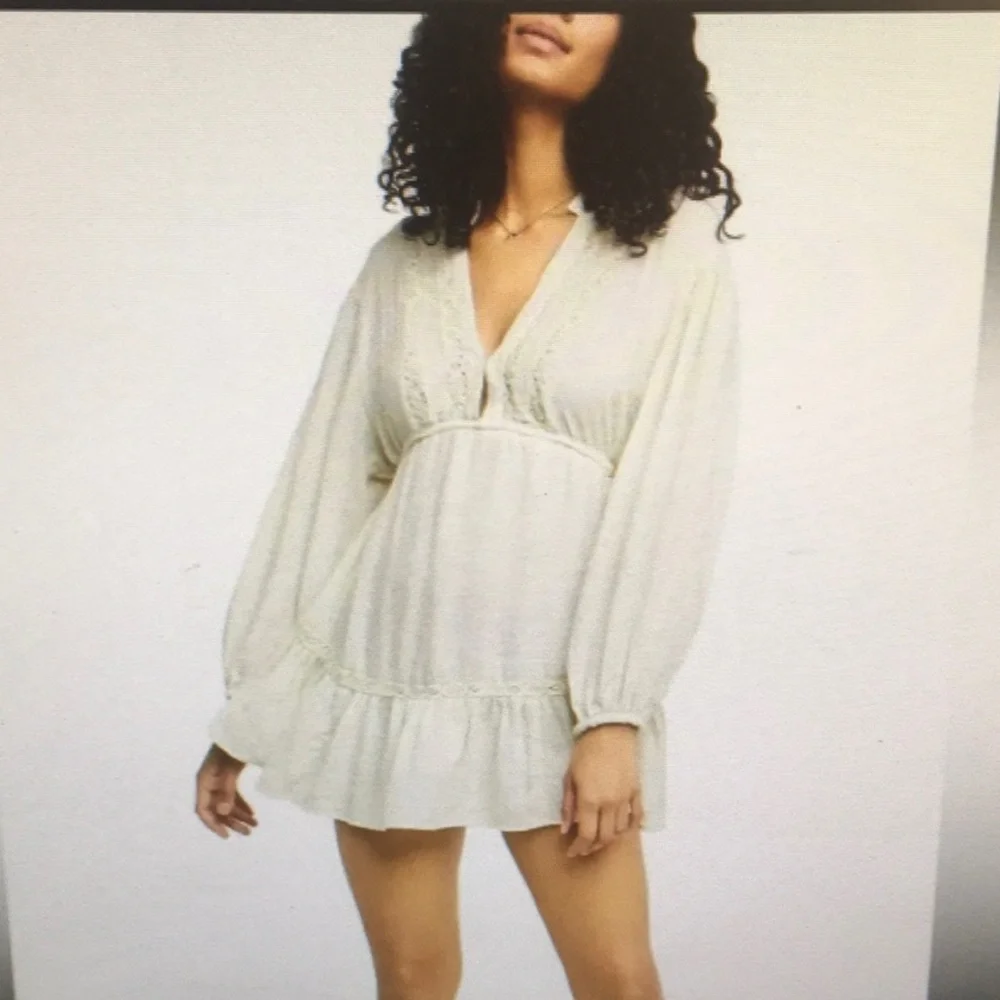 FP/CREAM-“RUGGED BEAUTY”LACE PANEL BOHO SWING DRESS